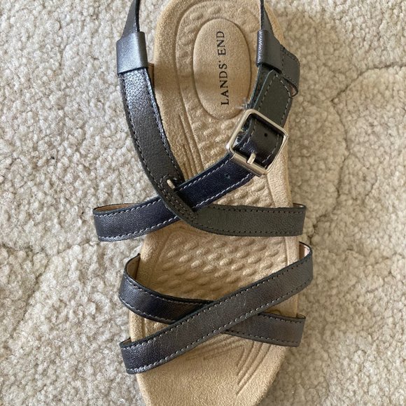 Lands End Dark Metallic Gray Women's Sandals, Size 7 - Picture 3 of 4